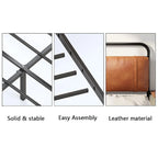 Metal Bed Frame with Upholstered Headboard, Wireless Charging and USB A & USB C & LED Light