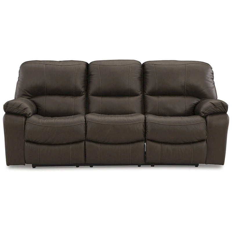 Brown Power Reclining Sofa with USB Port and Faux Leather
