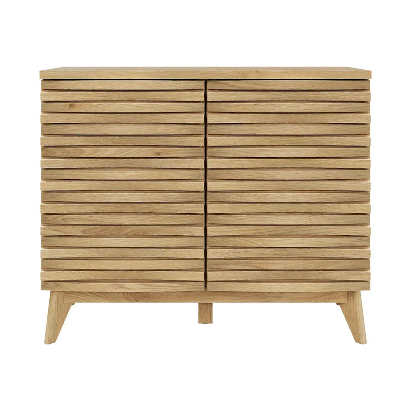 Oak Effect 2-Door Accent Cabinet with Modern Storage