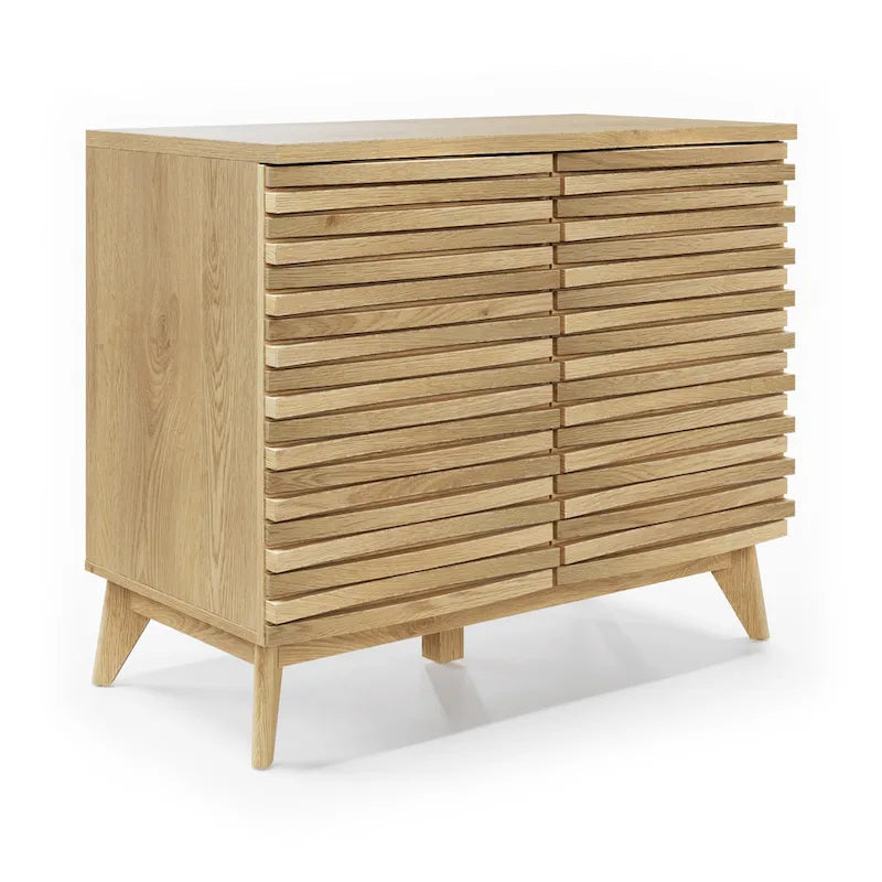 Oak Effect 2-Door Accent Cabinet with Modern Storage