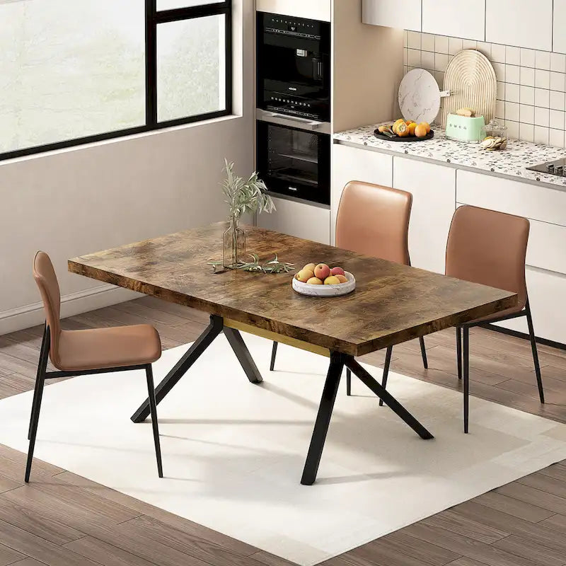 Tavolo da pranzo rettangolare allungabile retrò con base incrociata in ferro