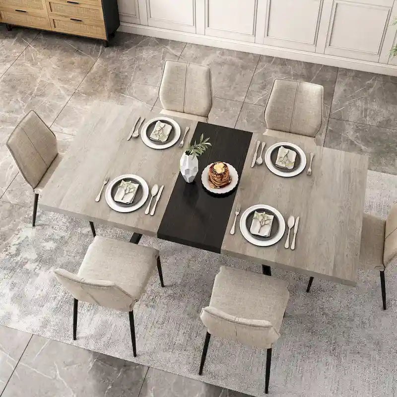 Tavolo da pranzo rettangolare allungabile retrò con base incrociata in ferro