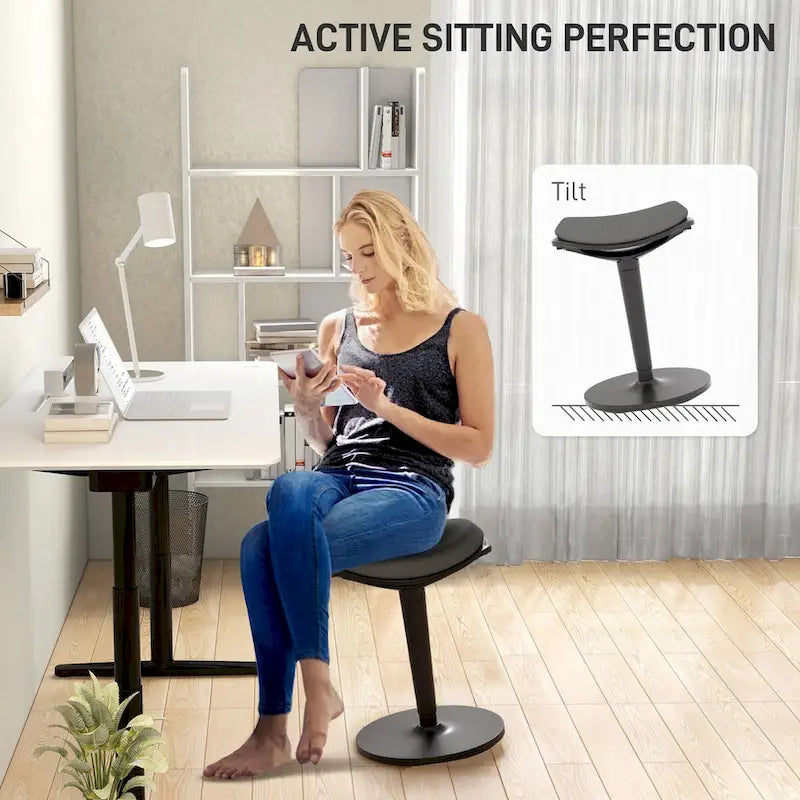 Standing Desk Chair, Ergonomic Backless Wobble Stool, Height Adjustable Tall Office Chair Inches