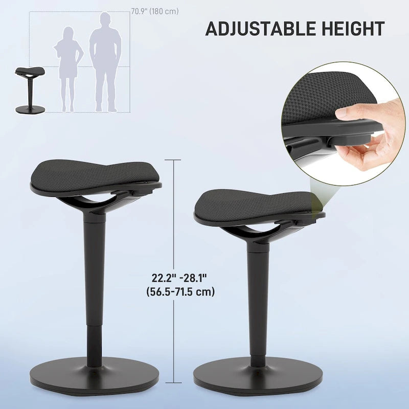 Standing Desk Chair, Ergonomic Backless Wobble Stool, Height Adjustable Tall Office Chair Inches