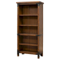 Industrial Auburn Open Bookcase with Iron Casters and Corner Brackets