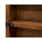Industrial Auburn Open Bookcase with Iron Casters and Corner Brackets