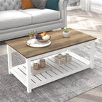 Farmhouse Coffee Table with Storage Shelf
