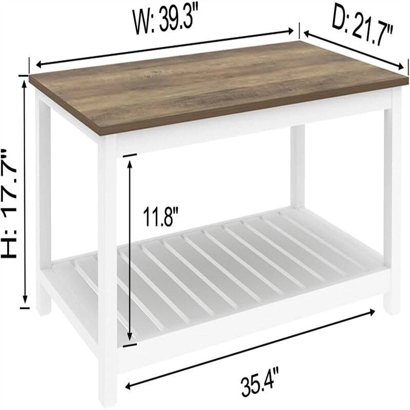 Farmhouse Coffee Table with Storage Shelf