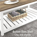 Farmhouse Coffee Table with Storage Shelf