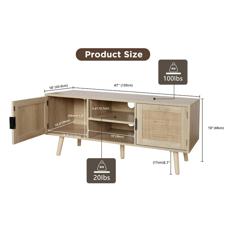47 Modern TV Stand Entertainment Center Media Console Table for up to 65 TV - 47 inches in width