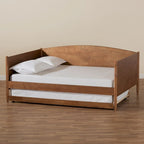 Modern Ash Walnut Finished Wood Full Size Daybed with Trundle