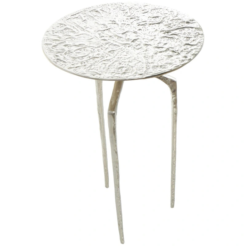 Aluminum Metal Geometric Slim Textured Side End Accent Table - Silver, Gold or Gray