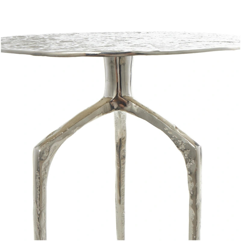 Aluminum Metal Geometric Slim Textured Side End Accent Table - Silver, Gold or Gray
