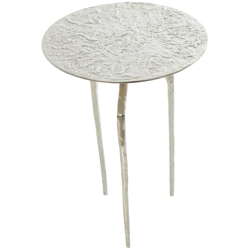 Schmaler geometrischer Beistelltisch aus strukturiertem Aluminium - Silber, Gold oder Grau