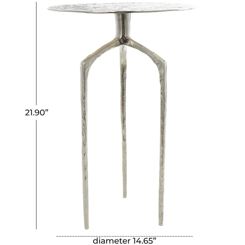 Schmaler geometrischer Beistelltisch aus strukturiertem Aluminium - Silber, Gold oder Grau
