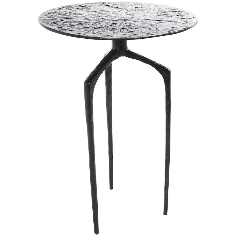 Schmaler geometrischer Beistelltisch aus strukturiertem Aluminium - Silber, Gold oder Grau
