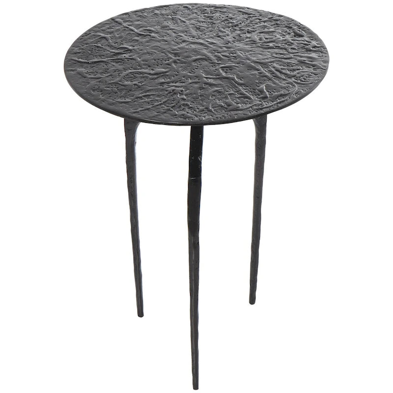 Schmaler geometrischer Beistelltisch aus strukturiertem Aluminium - Silber, Gold oder Grau