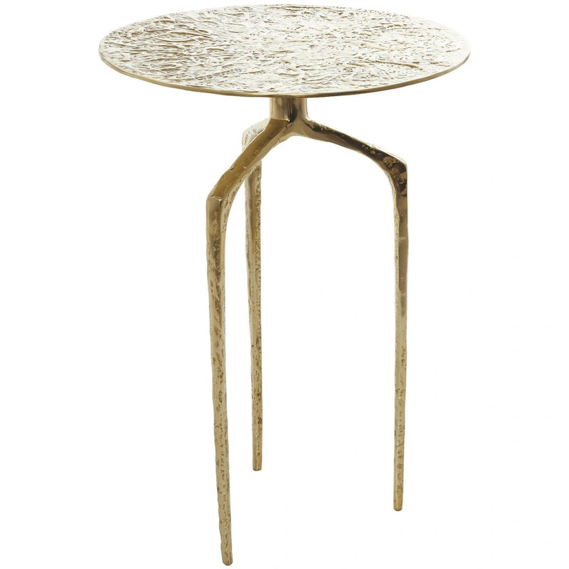 Schmaler geometrischer Beistelltisch aus strukturiertem Aluminium - Silber, Gold oder Grau