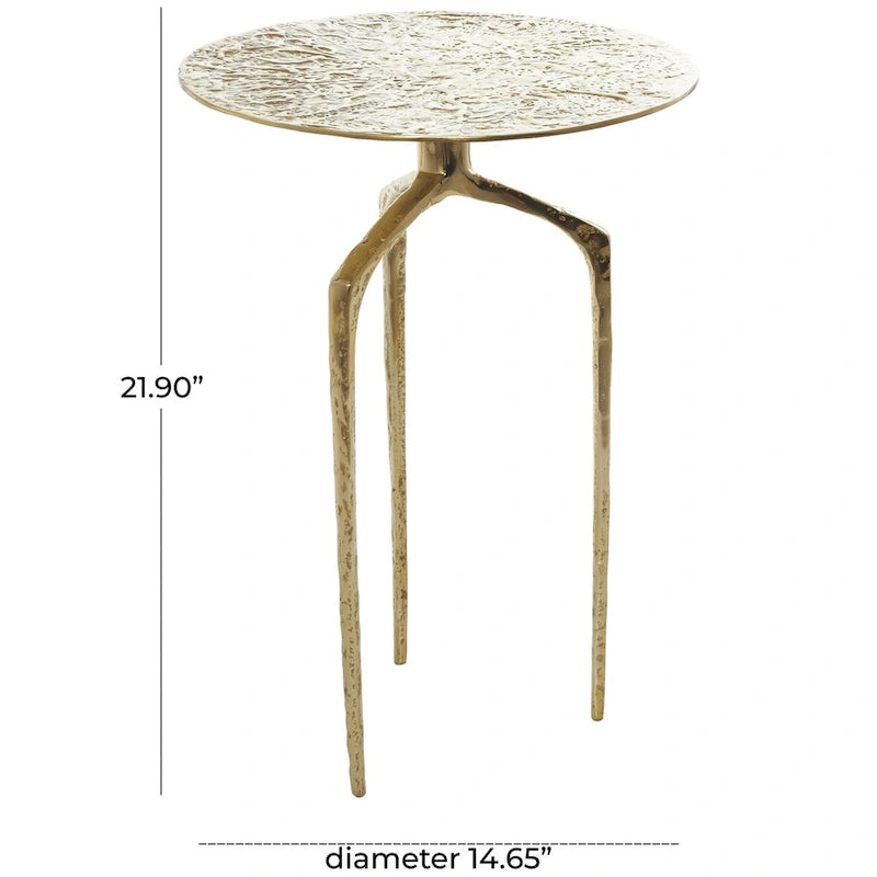 Schmaler geometrischer Beistelltisch aus strukturiertem Aluminium - Silber, Gold oder Grau