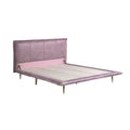 Eastern-King-Bett aus Vollnarbenleder mit Metallbeinen in pinkfarbener Ausführung